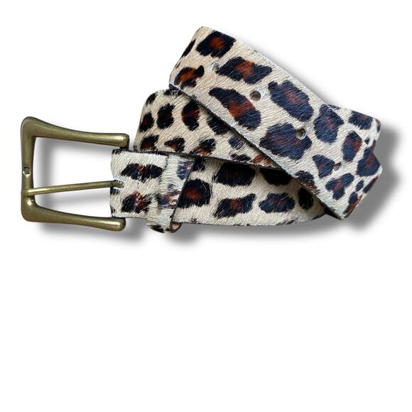 W Kleinberg Leopard Print Genuine Calf Hair Waist Belt Sz M Minimalist - Picture 3 of 9